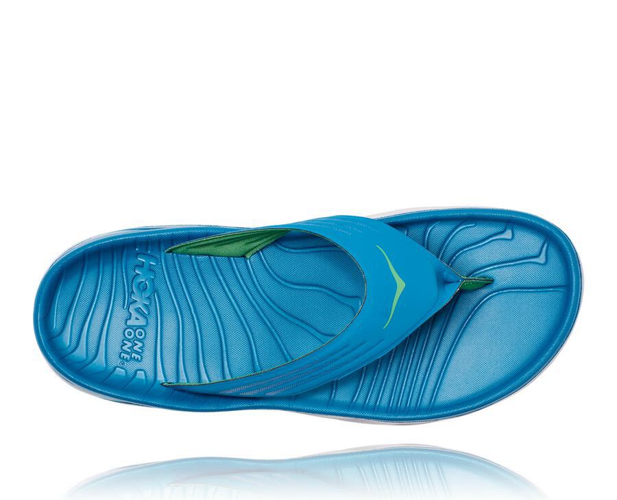 Hoka One One Sandals Mens Blue/White - ORA Recovery Flip - 80571LFRX